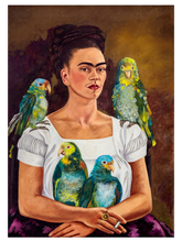 Frida Kahlo Me and My Parrots - Art Print